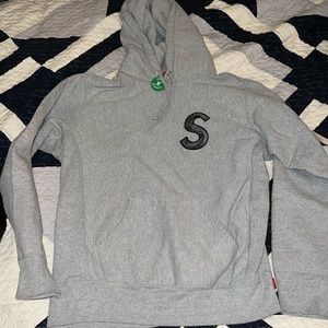Supreme S logo gray hoodie small sweatshirt